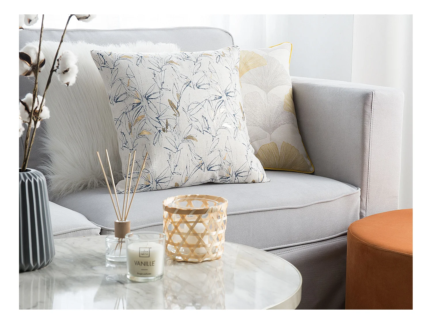 Lot de 2 coussins décoratifs ARBOR 45 x 45 cm Beige Motif floral