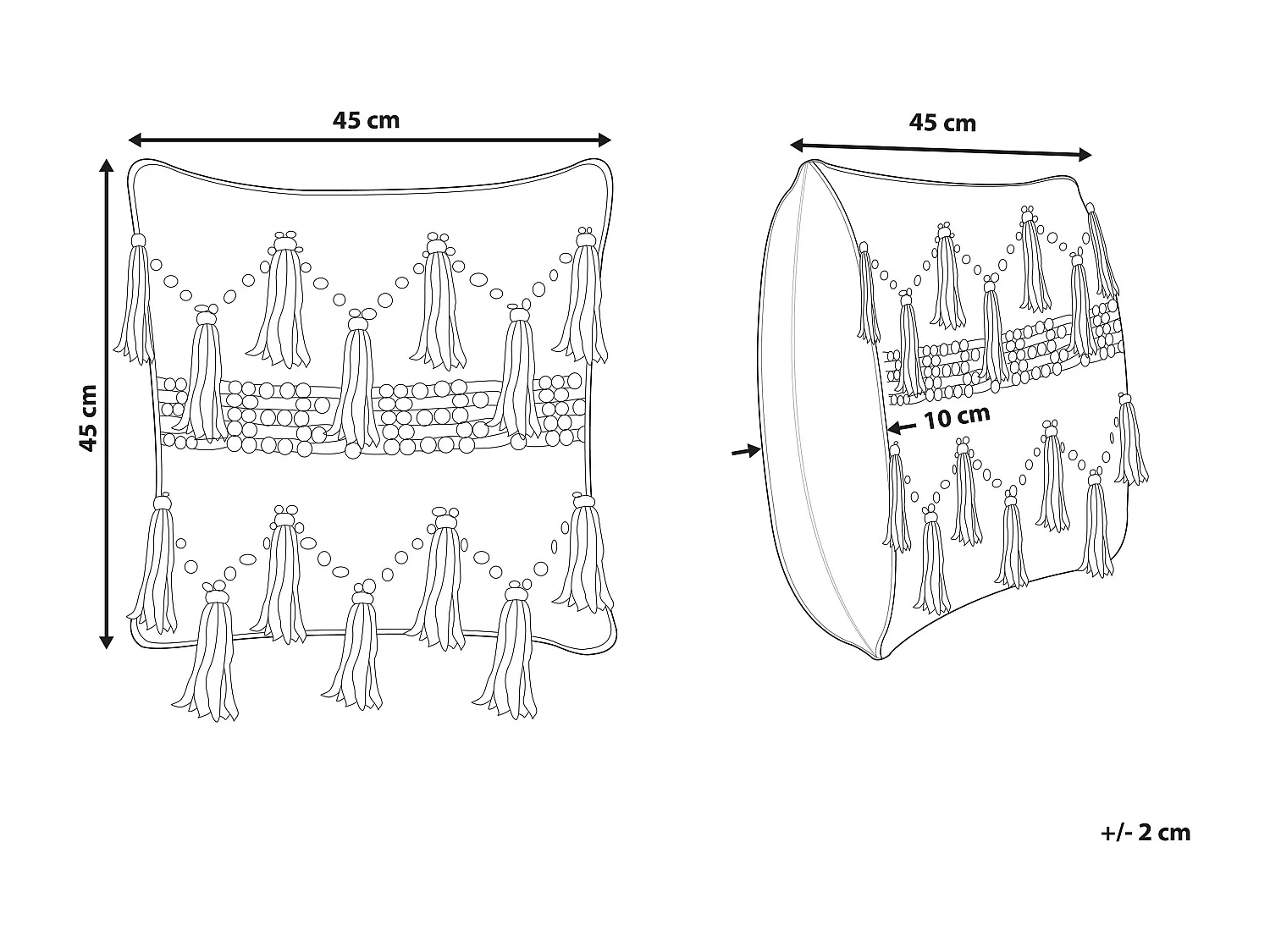 Dekokissen beige/schwarz Fransen Baumwolle 45 x 45 cm Thondi