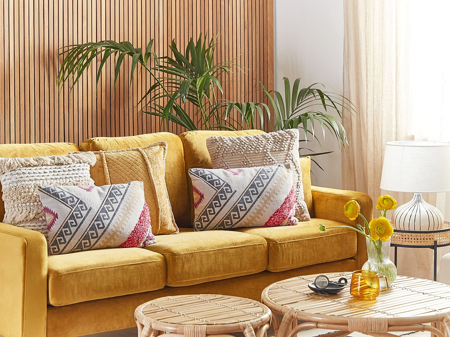 Coussin BETULA Coton 30 x 50 cm Beige Motif géométrique