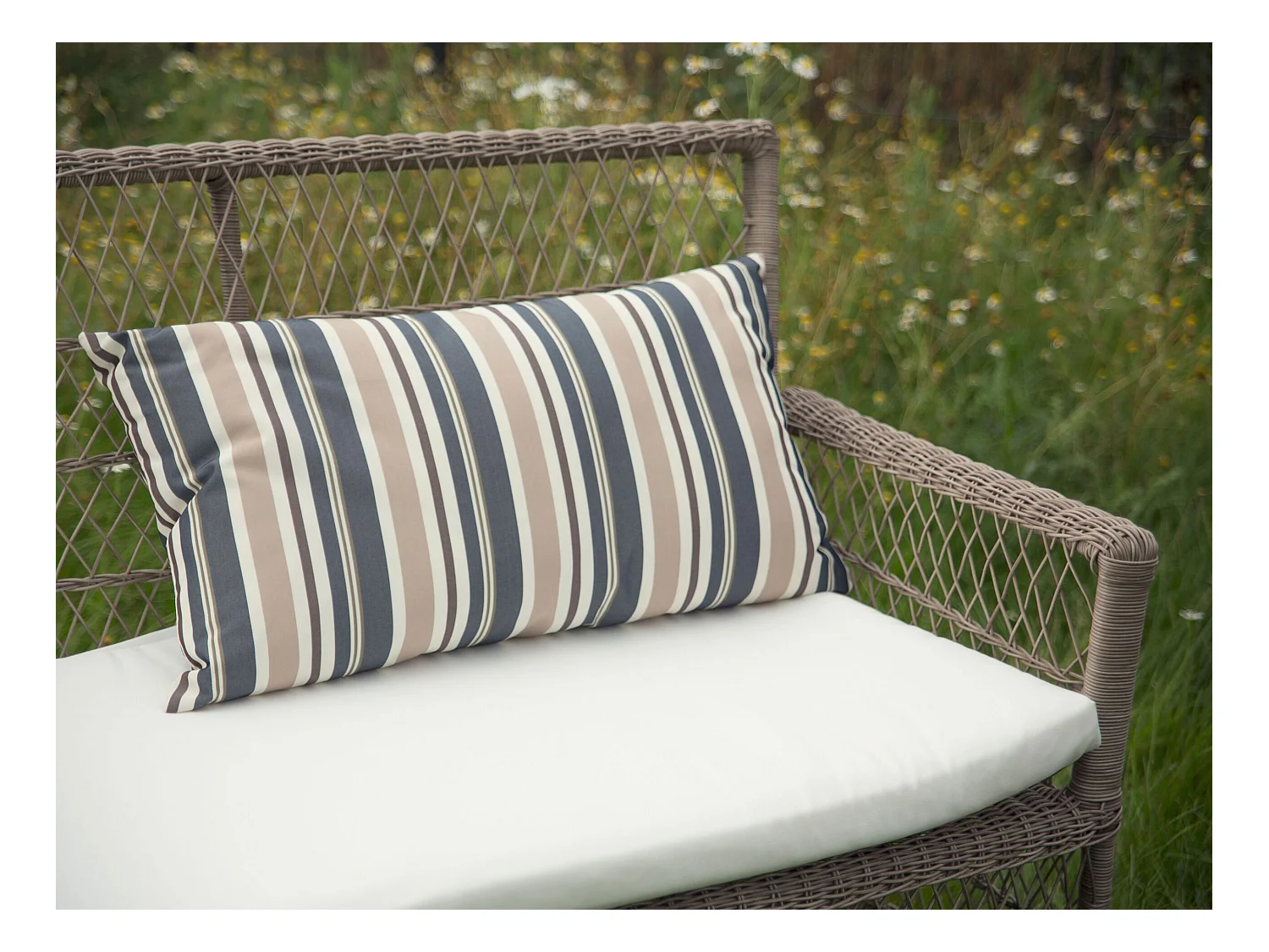 Set van 2 tuinkussens KASTOS Gestreept 40 x 70 cm Taupe