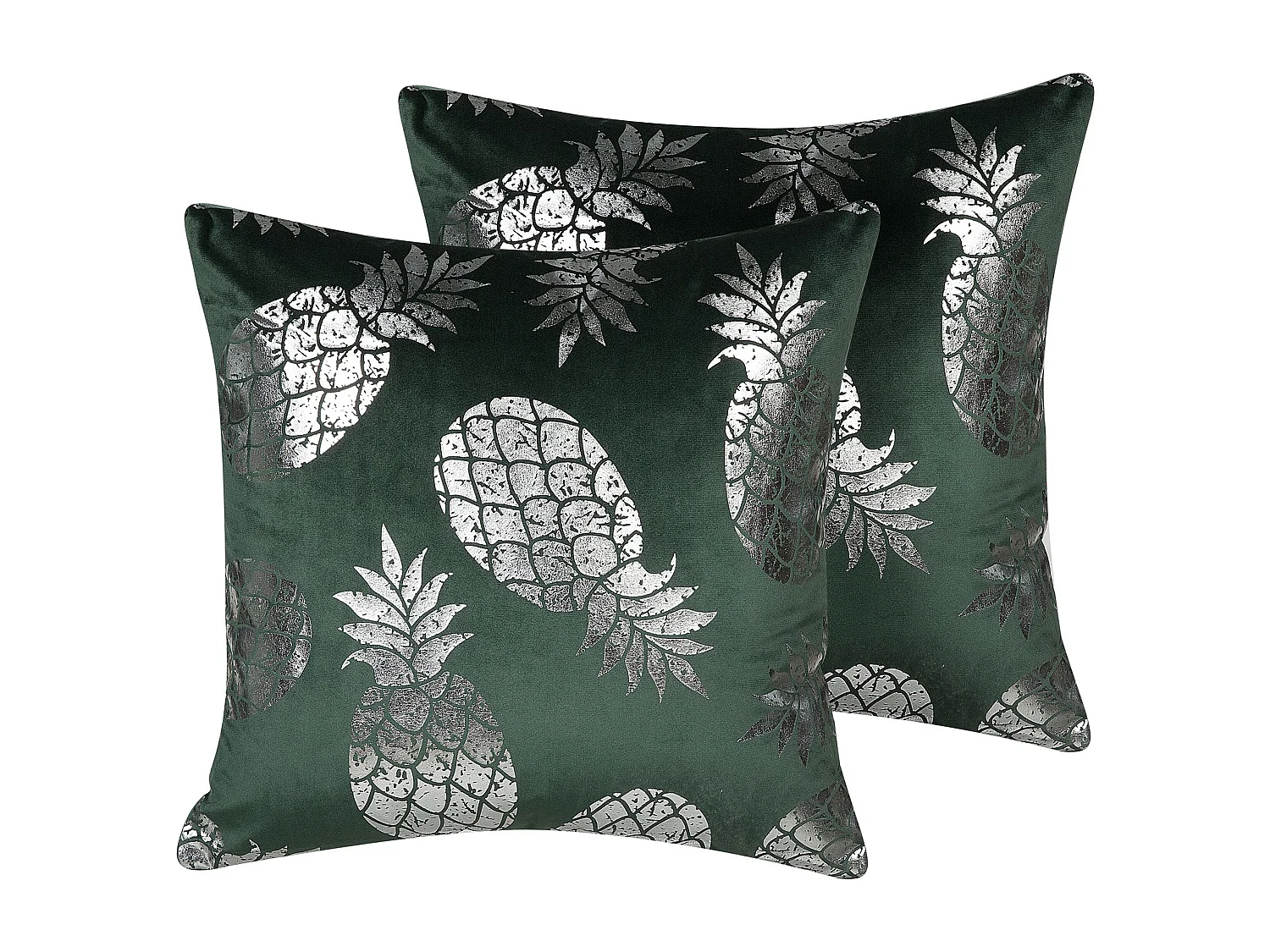 Dekokissen 2er Set ASTILBE Samtstoff 45 x 45 cm Dunkelgrün Pflanzenmuster