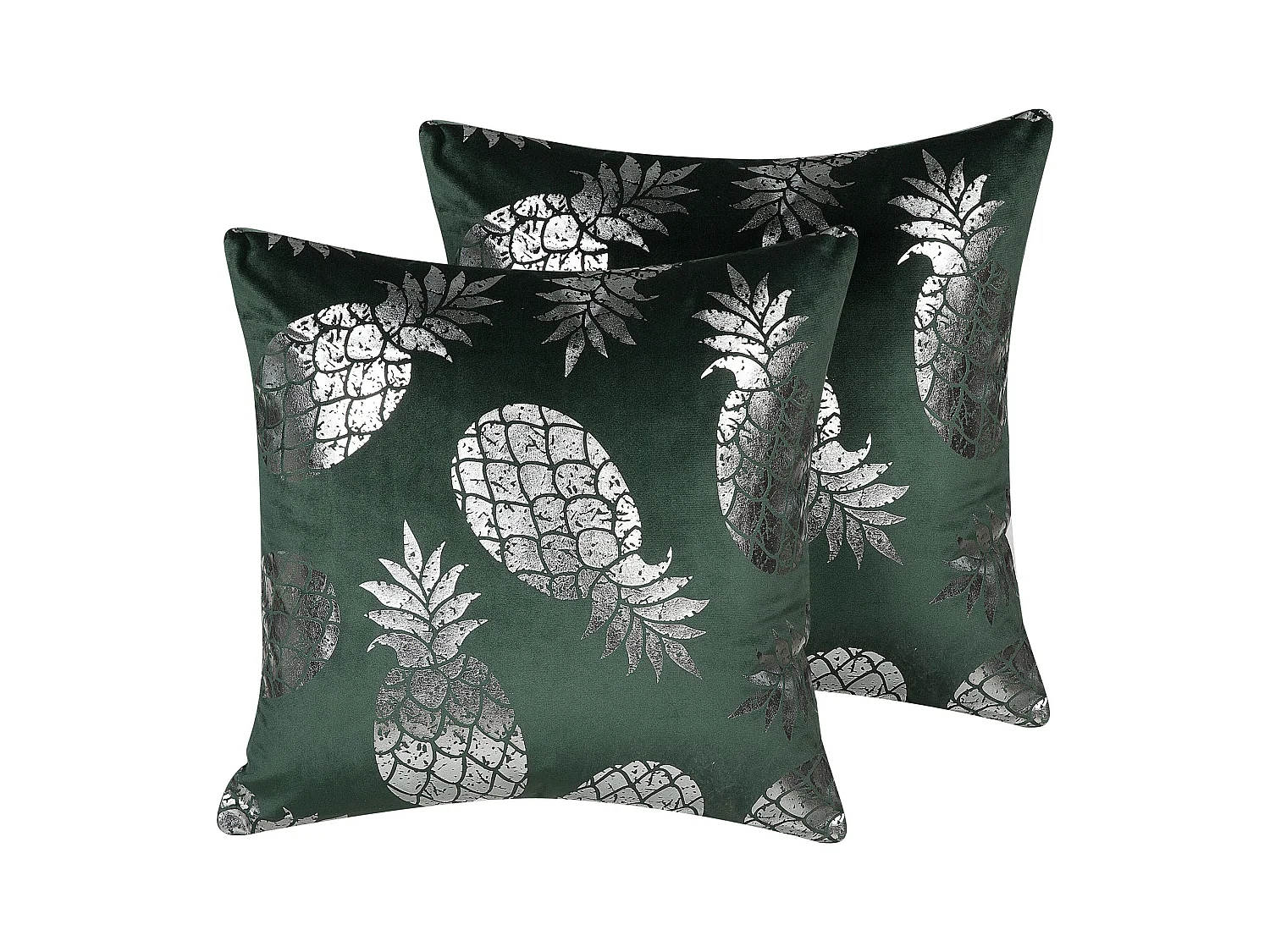 Lot de 2 coussins décoratifs ASTILBE Velours 45 x 45 cm Vert foncé Motif de plante