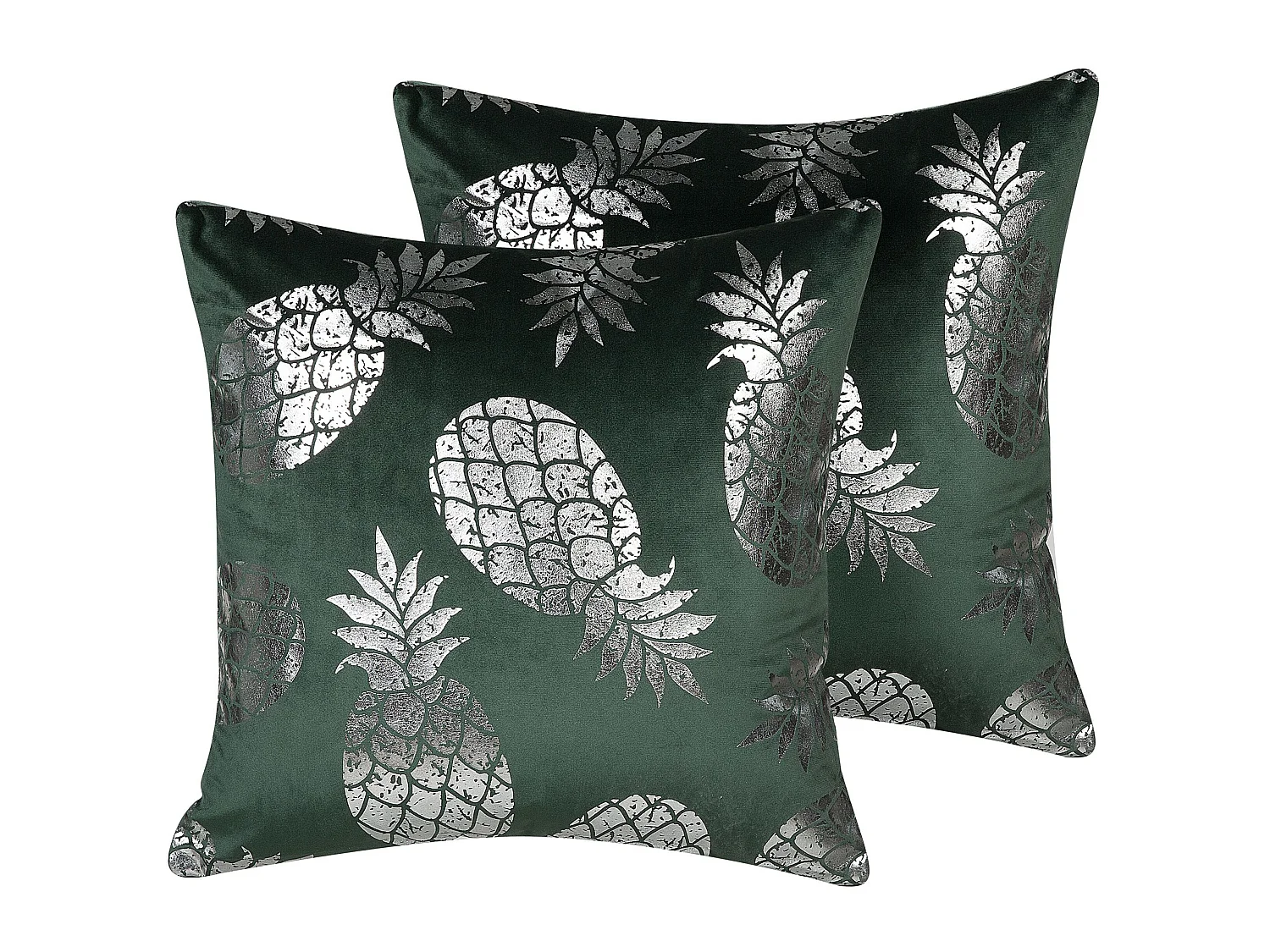 Set van 2 decoratieve kussens ASTILBE Fluweel 45 x 45 cm Donkergroen Bladpatroon