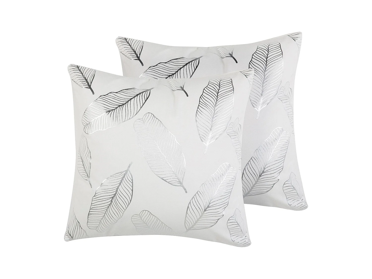 Set van 2 kussens FREESIA Katoen 45 x 45 cm Bladprint Wit