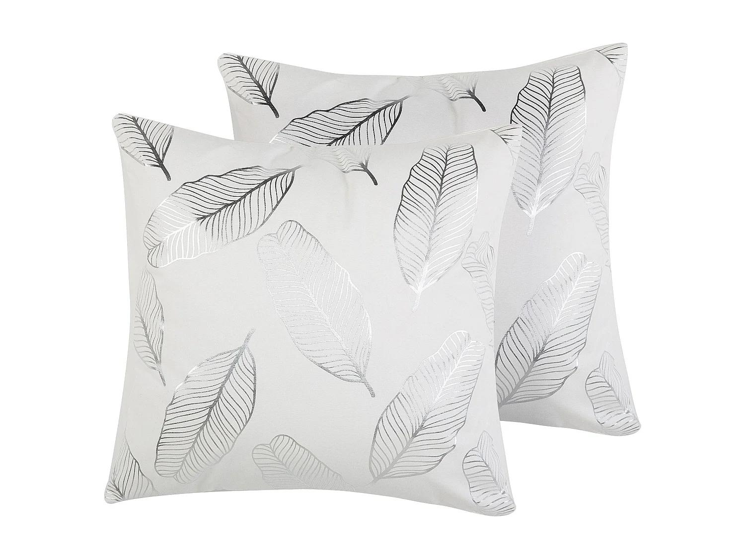 Set van 2 kussens FREESIA Katoen 45 x 45 cm Bladprint Wit