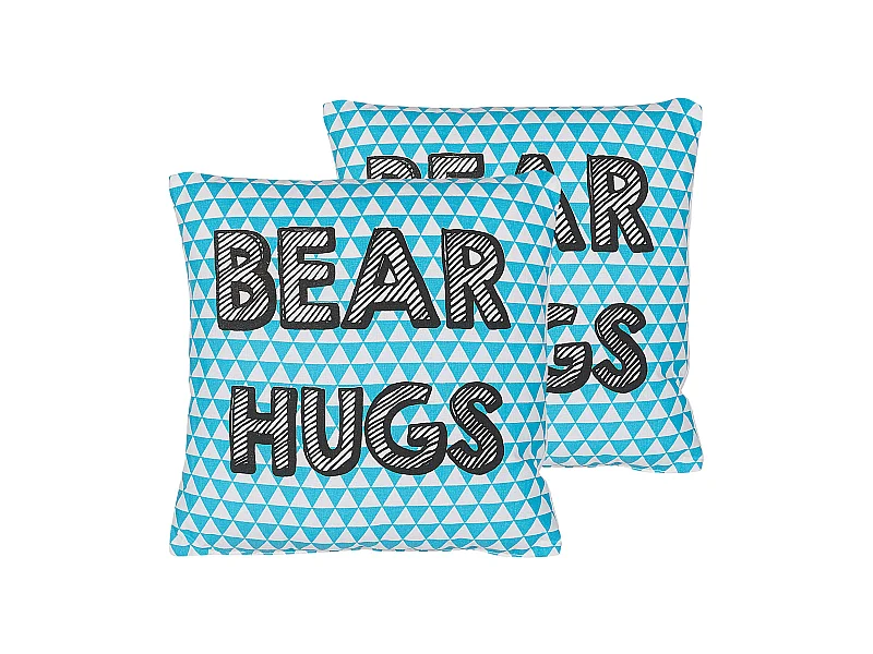 Dekokissen im 2er Set Baumwolle mit Aufschrift blau 40 x 40 cm Radzkot