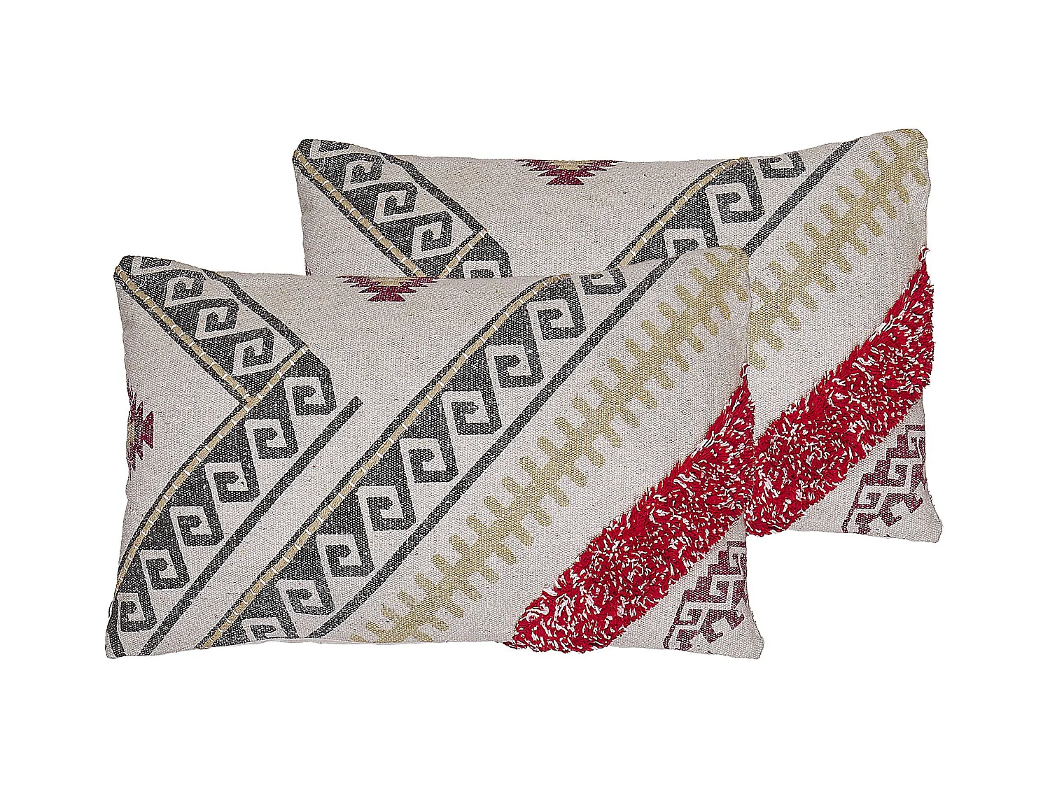 Set di 2 cuscini BETULA Cotone 30 x 50 cm Beige Trama geometrica