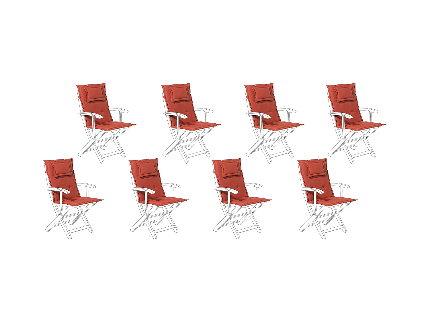 Lot de 8 coussins de jardin MAUI 40 x 54 cm Rouge foncé