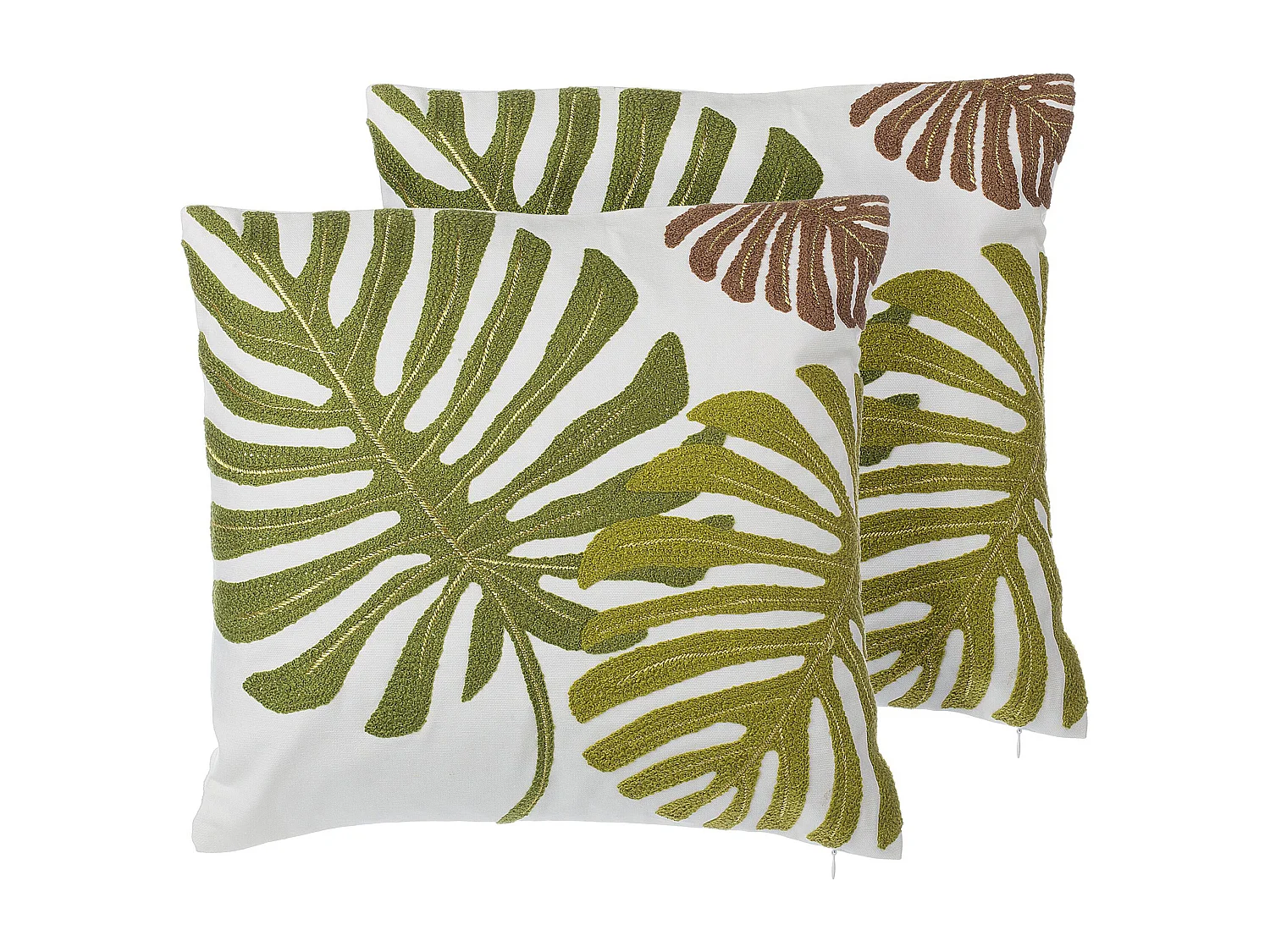 Set van 2 decoratieve kussens ZENOBIA Katoen 45 x 45 cm Donkergroen Bladpatroon