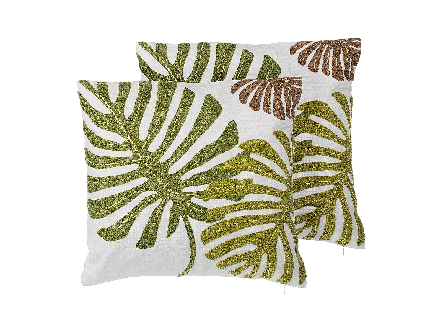 Lot de 2 coussins décoratifs ZENOBIA Coton 45 x 45 cm Vert foncé Motif de plante
