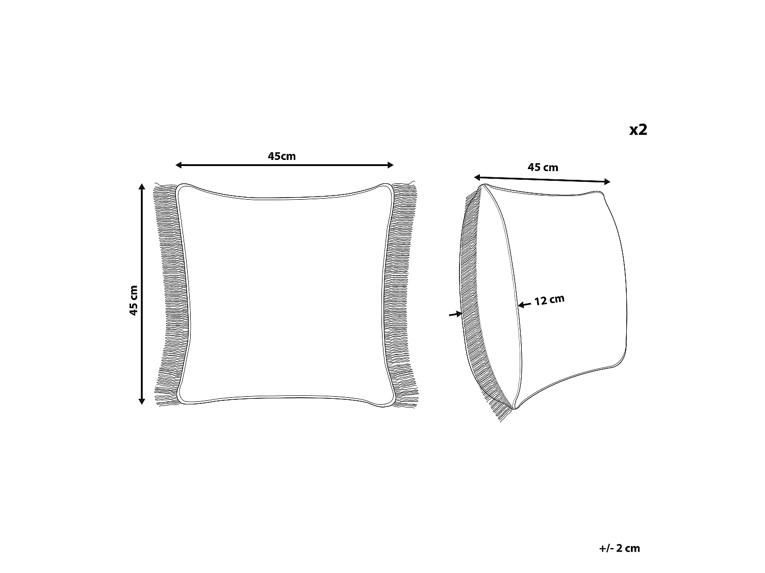 Lot de 2 coussins décoratifs LONAR 45 x 45 cm Beige sable