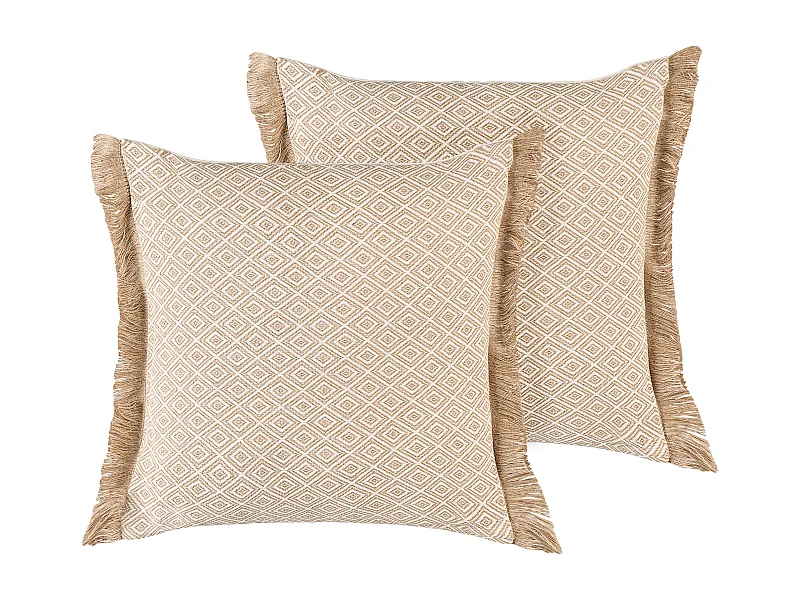 Lot de 2 coussins décoratifs LONAR 45 x 45 cm Beige sable