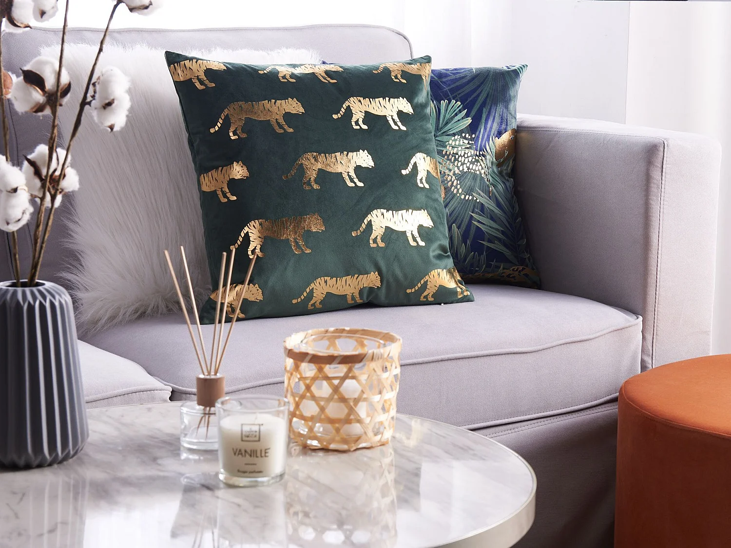 Lot de 2 coussins décoratifs BLUEBELL Velours 45 x 45 cm Vert foncé Motif animal