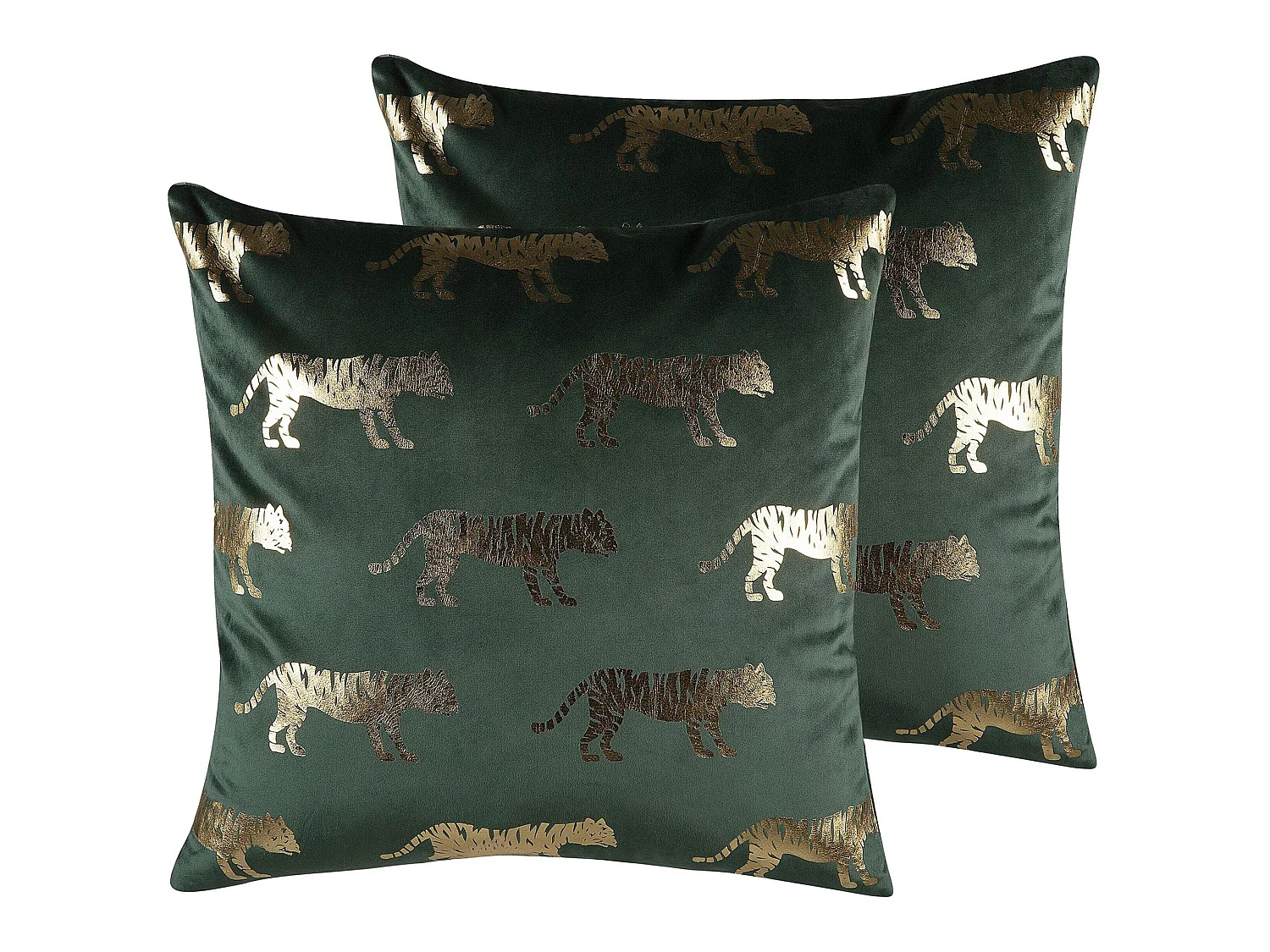 Set van 2 decoratieve kussens BLUEBELL Fluweel 45 x 45 cm Donkergroen Dierenprint