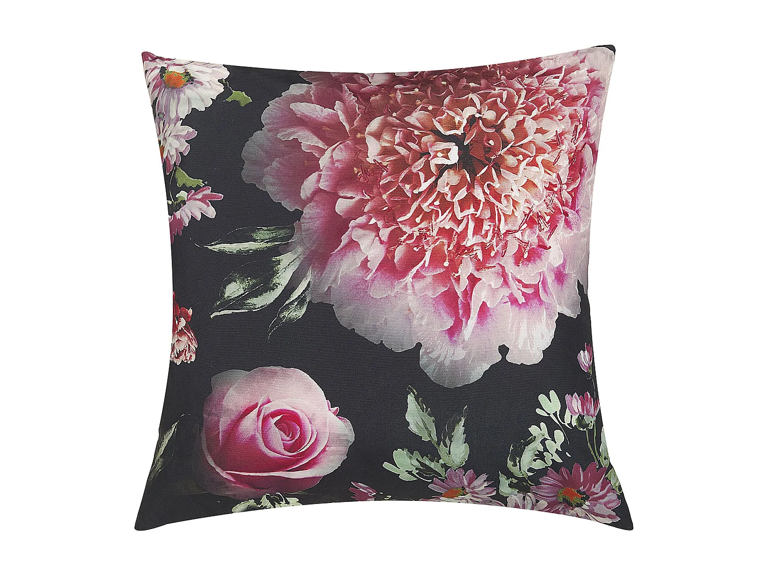 Lot de 2 coussins décoratifs HEDERA 45 x 45 cm Noir Motif floral