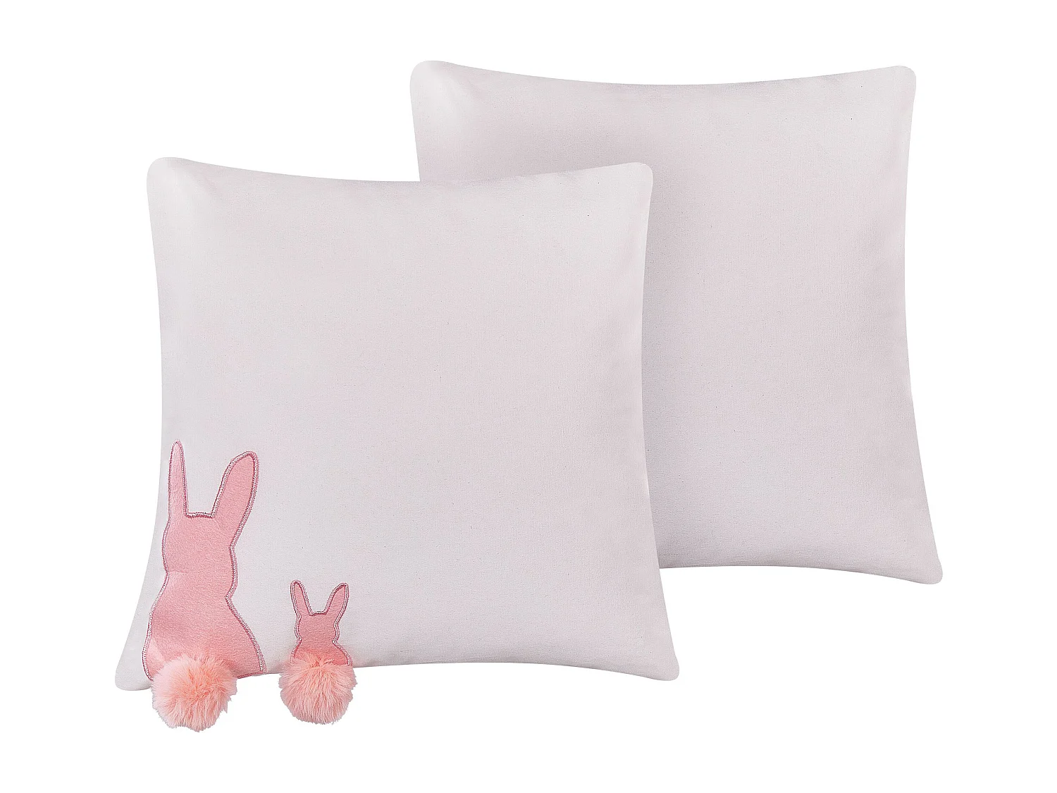 Conjunto de 2 almofadas decorativas com motivo de coelho branco e rosa 45 x 45 cm PHLOX
