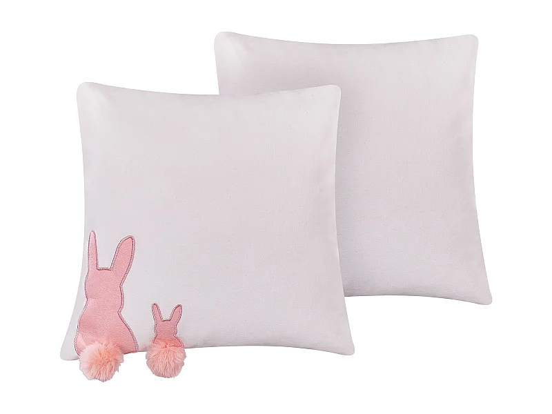 Sierkussen set van 2 katoen wit/roze 45 x 45 cm PHLOX