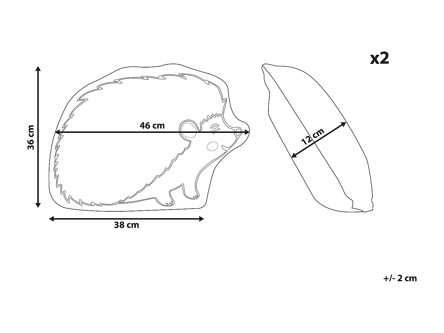 Lot de 2 coussins décoratifs hérissons marron 46 x 36 cm BENAGULRU