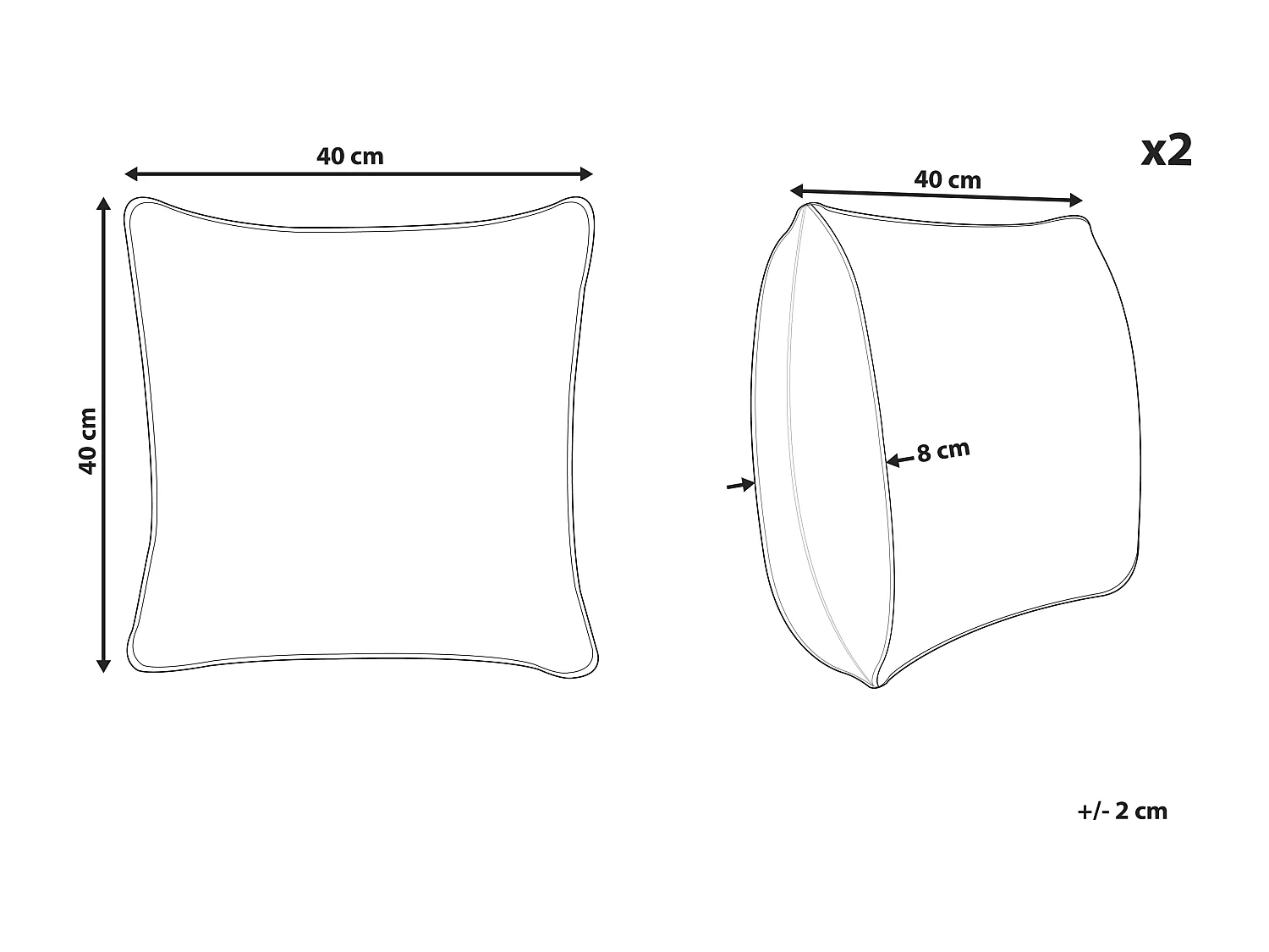 Lot de 2 coussins d'extérieur PALAIROS Unicolore 40 x 40 cm Beige sable