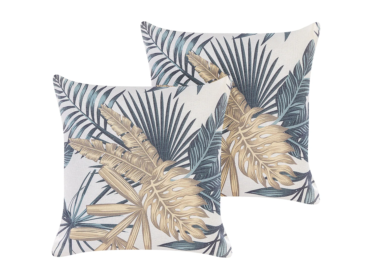 Set van 2 decoratieve kussens TAGETES 45 x 45 cm Multicolor Bladpatroon