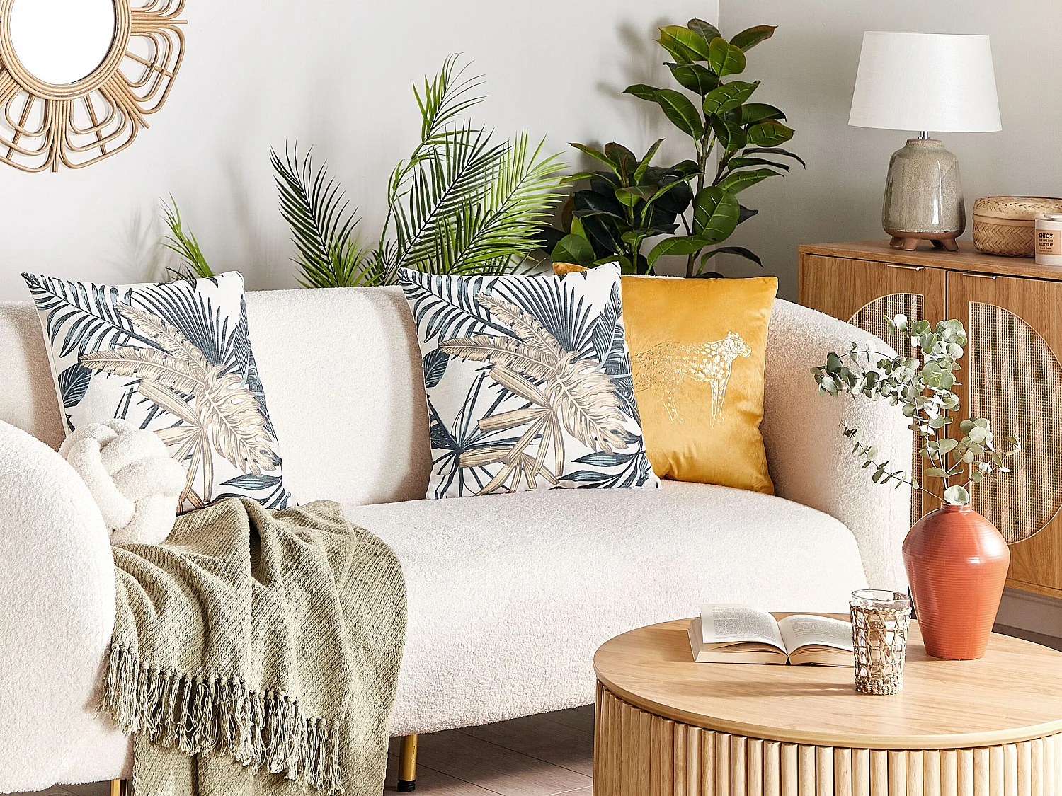 Set van 2 decoratieve kussens TAGETES 45 x 45 cm Multicolor Bladpatroon