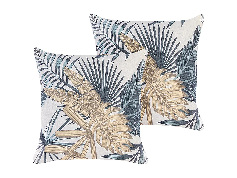 Lot de 2 coussins décoratifs TAGETES 45 x 45 cm Multicolore Motif de plante