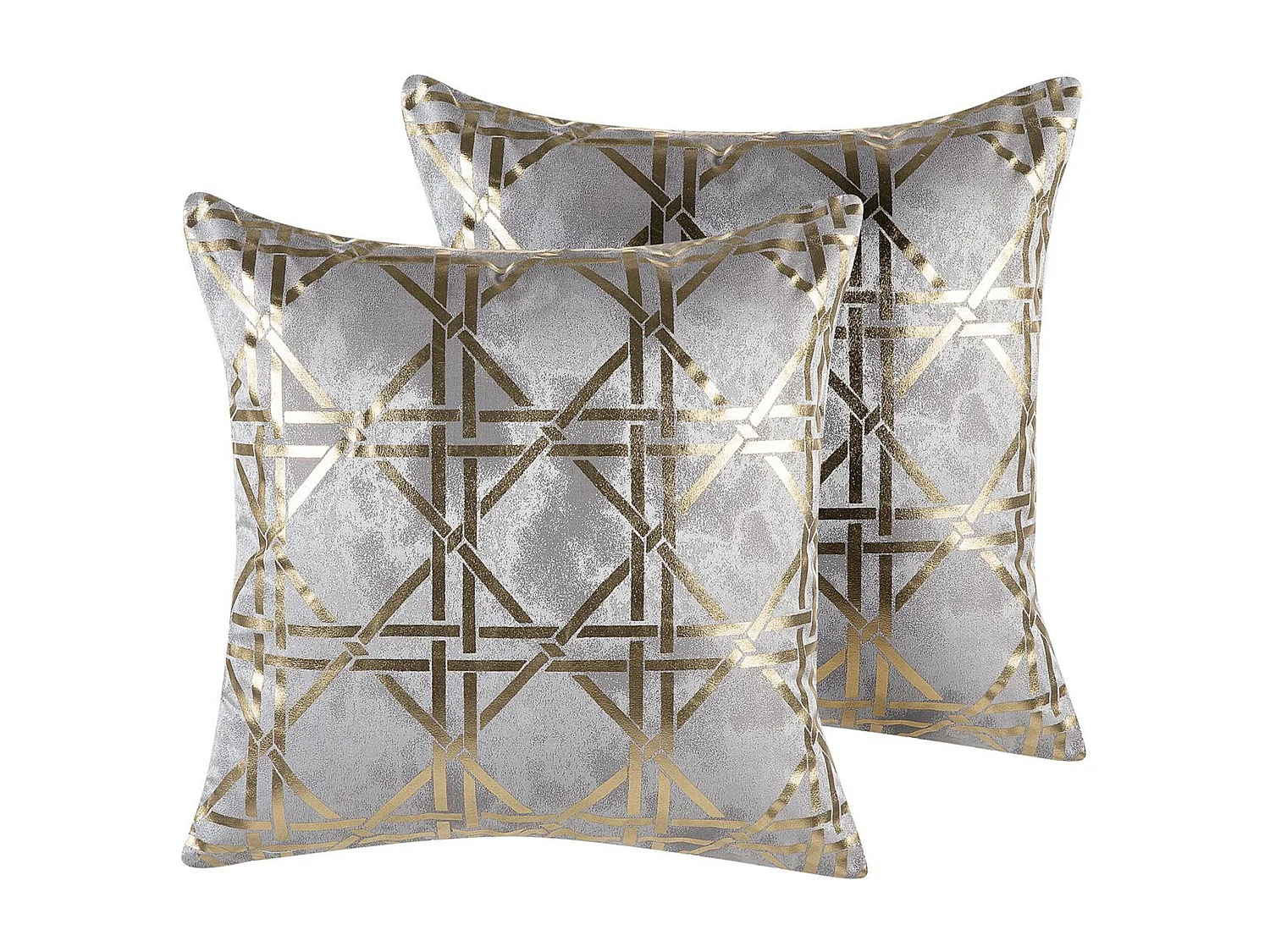 Conjunto de 2 cojines decorativos CASSIA 45 x 45 cm Gris Patrón geométrico