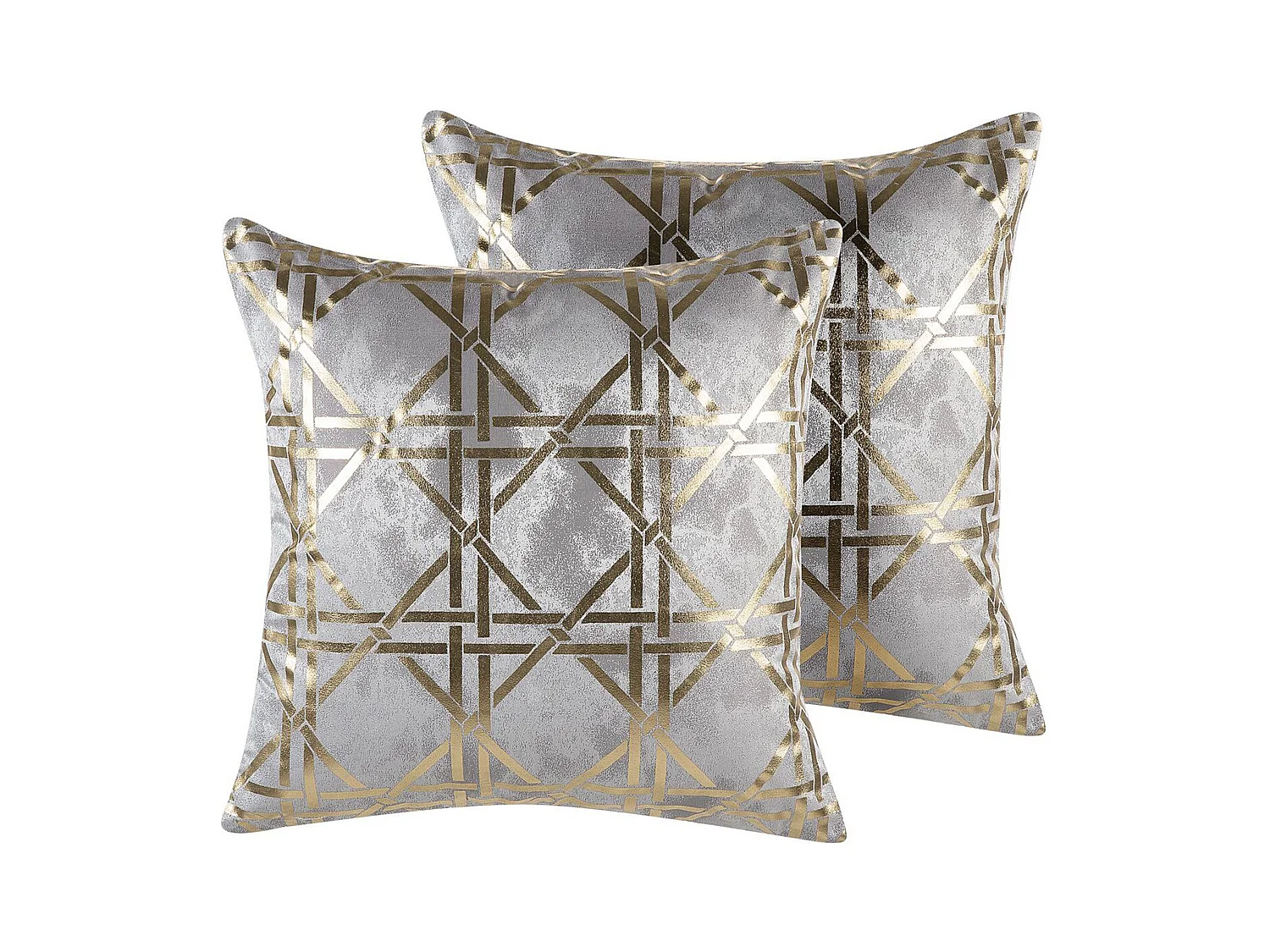 Lot de 2 coussins décoratifs CASSIA 45 x 45 cm Gris Motif géométrique