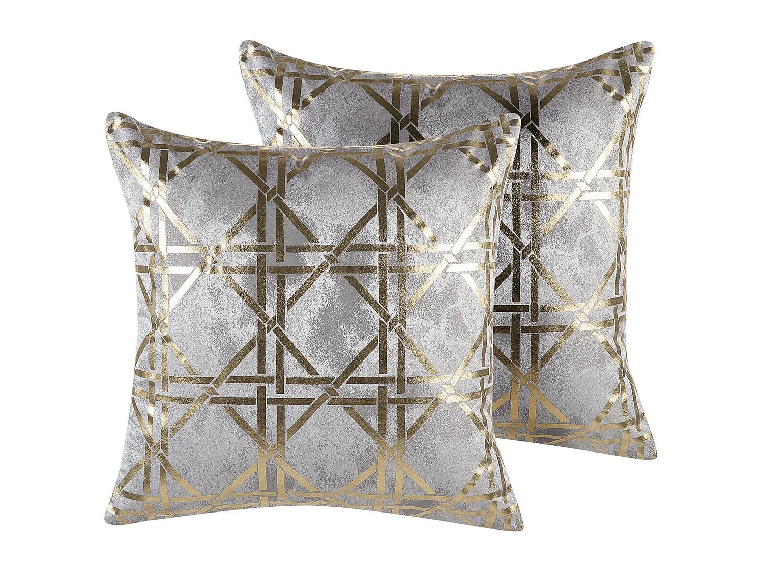 Set of 2 Decorative Cushions CASSIA 45 x 45 cm Grey Geometric Pattern
