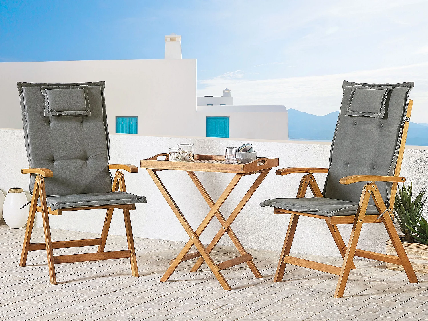 Lot de 2 coussins de jardin TOSCANA 50 x 70 cm Gris