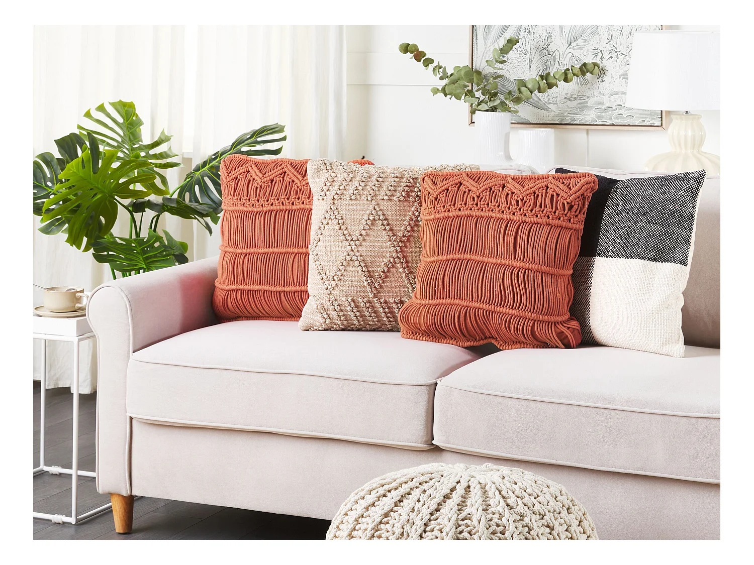 Coussin AKKOY Coton 45 x 45 cm Orange Motif géométrique