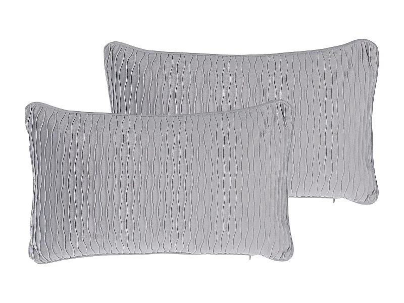 Dekokissen 2er Set Zickzack-Muster 30 x 50 m Polsterbezug grau Motari