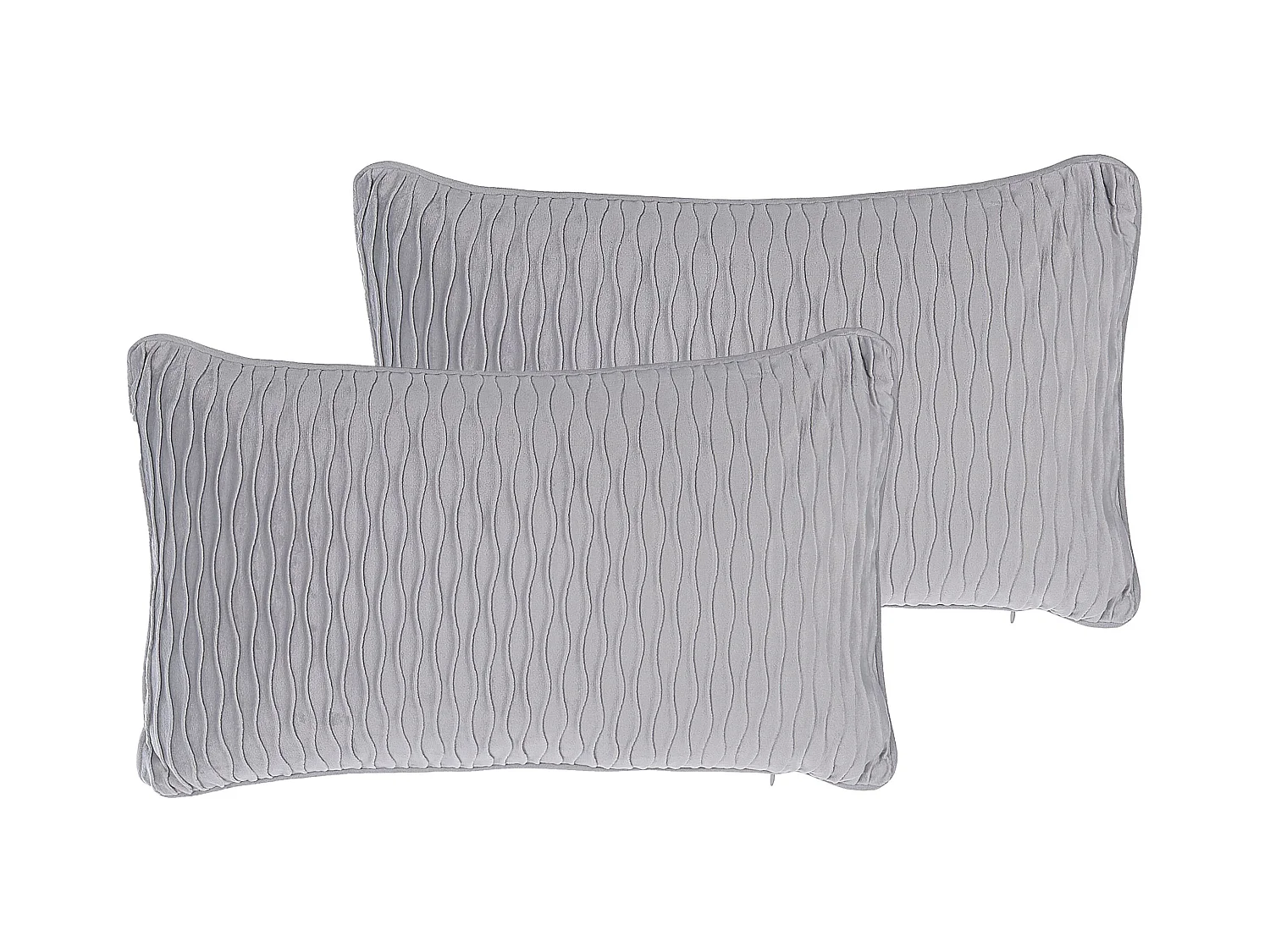 Dekokissen 2er Set Zickzack-Muster 30 x 50 m Polsterbezug grau Motari