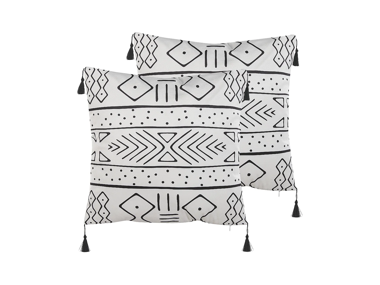 Lot de 2 coussins décoratifs SCHEFFLERA Velours 45 x 45 cm Blanc Motif géométrique