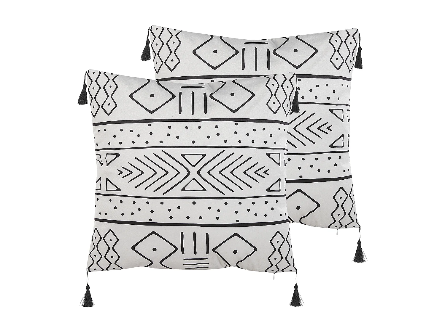 Lot de 2 coussins décoratifs SCHEFFLERA Velours 45 x 45 cm Blanc Motif géométrique