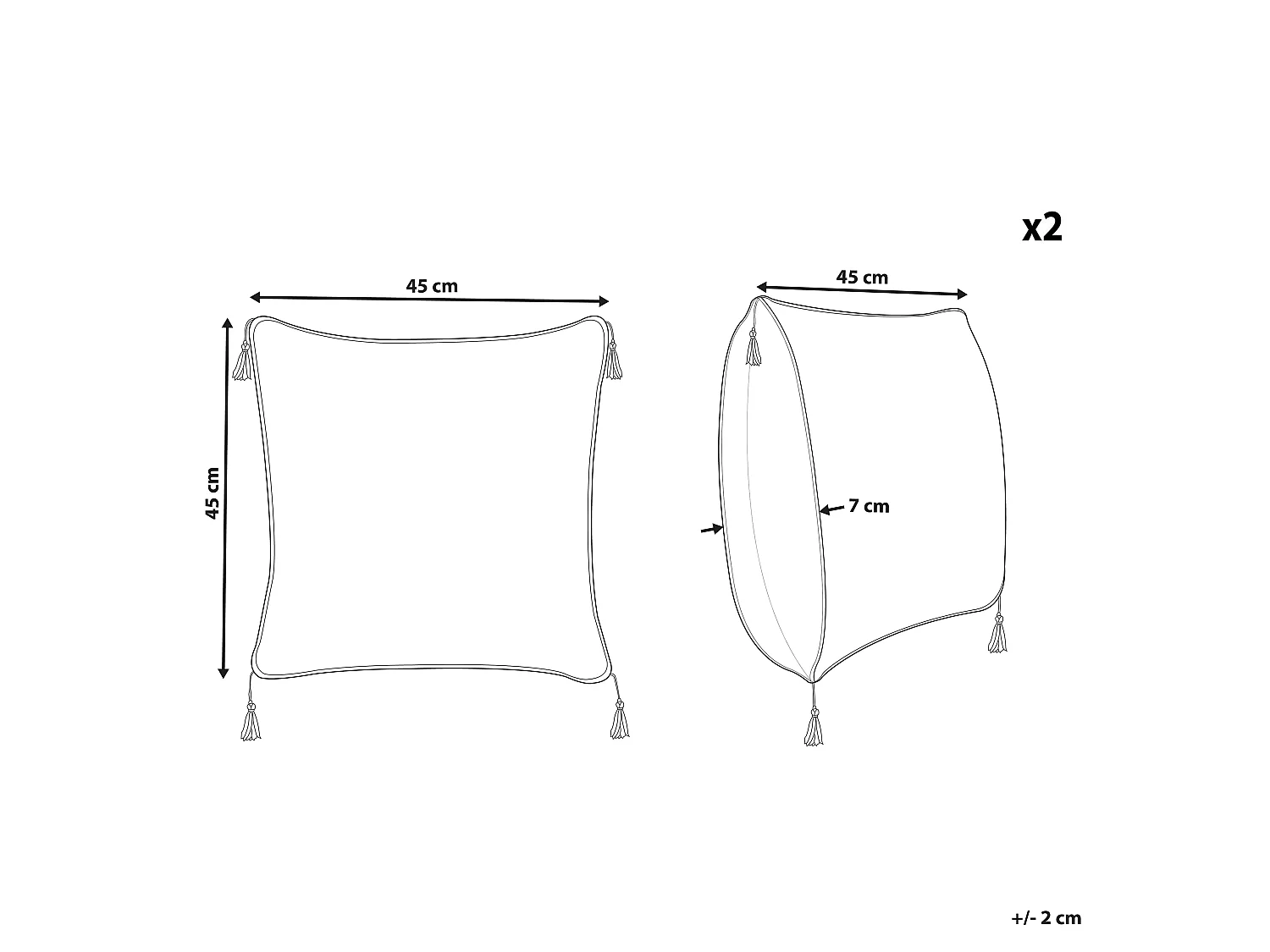 Conjunto de 2 almofadas decorativas SCHEFFLERA Veludo 45 x 45 cm Branco Padrão geométrico