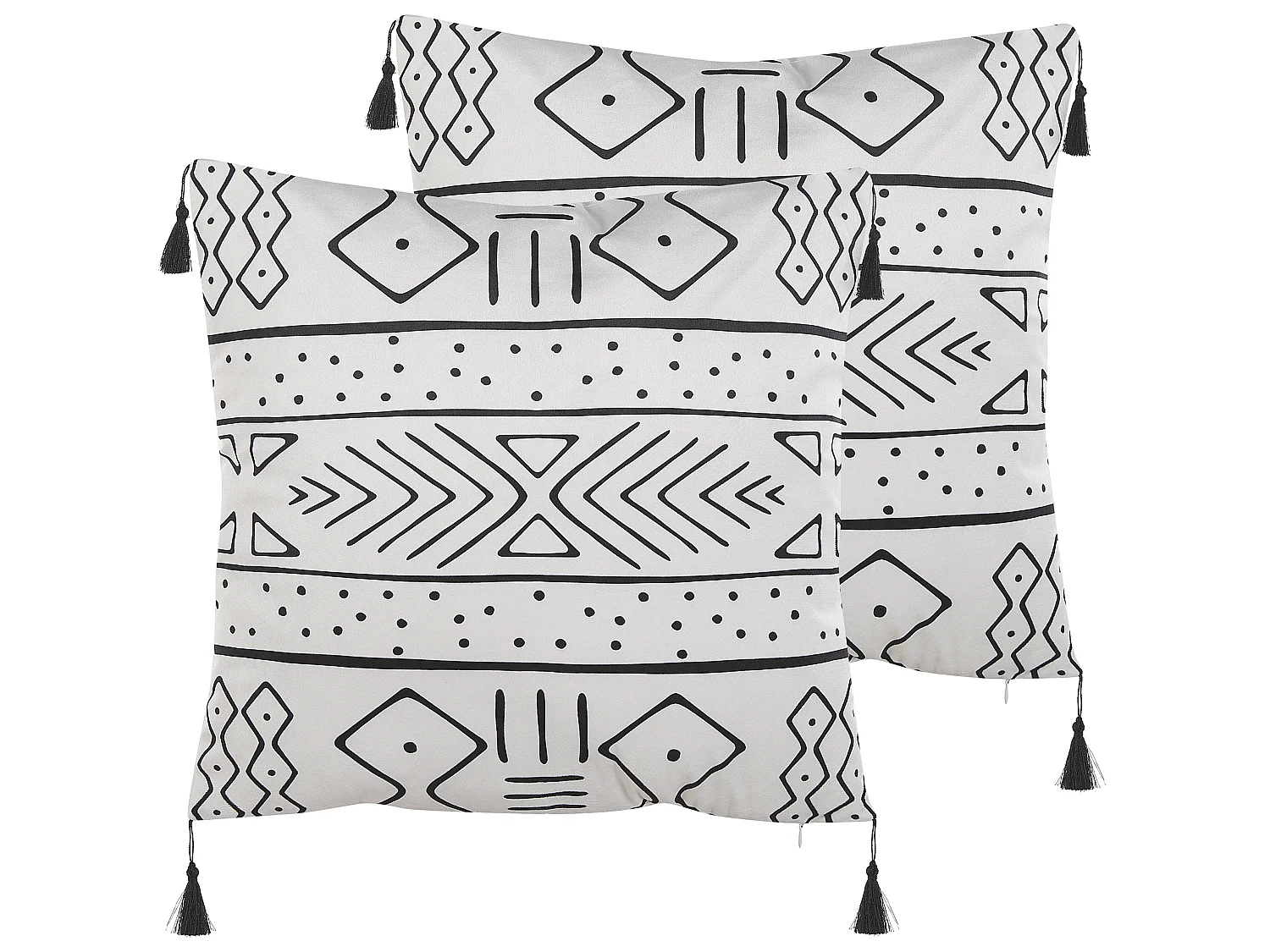 Set van 2 decoratieve kussens SCHEFFLERA Fluweel 45 x 45 cm Wit Geometrisch patroon