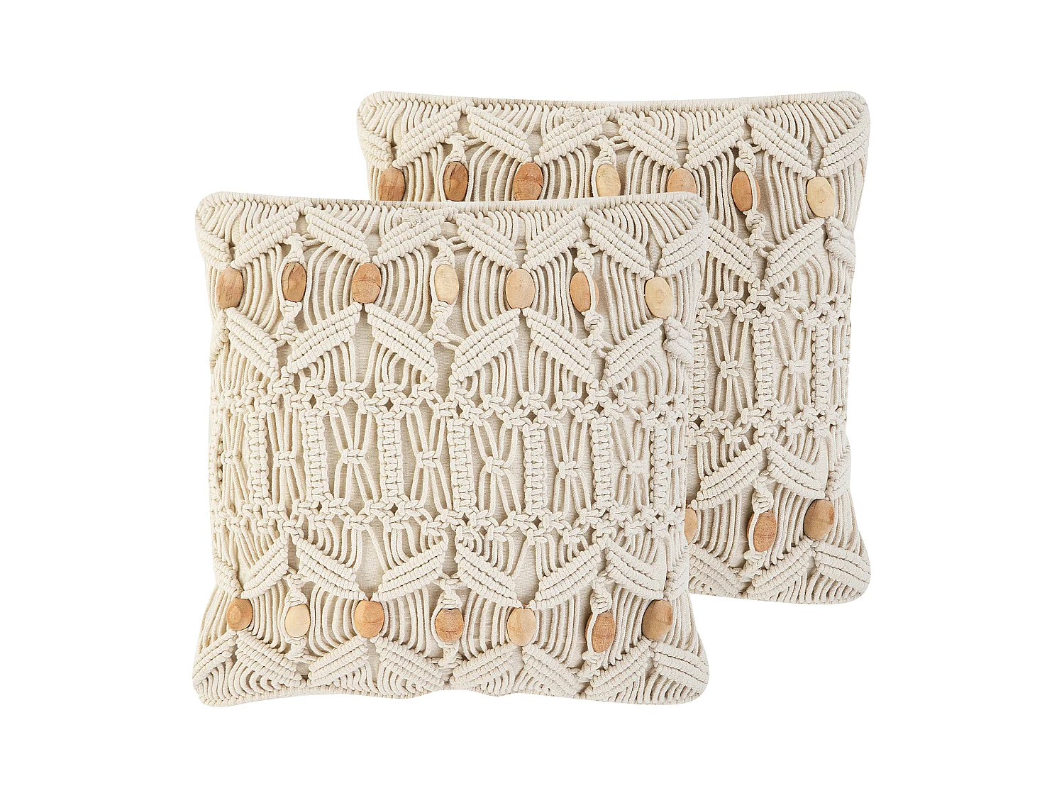 Set van 2 decoratieve kussens NICAEA Katoen 45 x 45 cm Beige Geometrisch patroon
