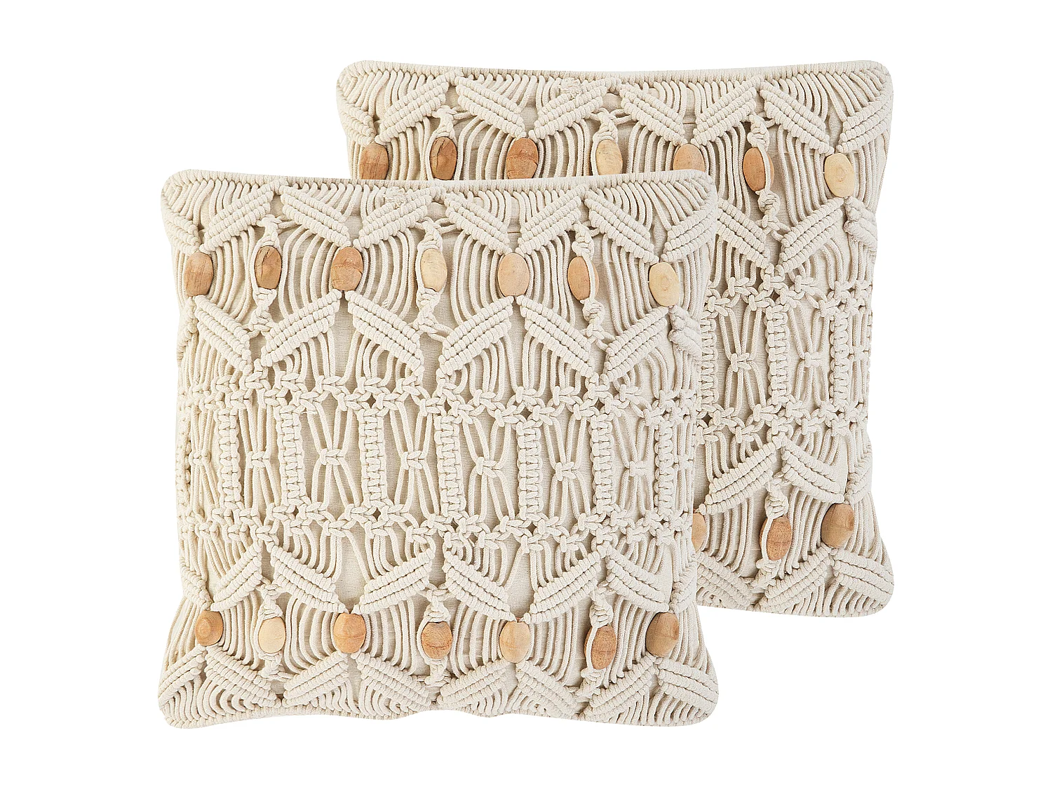 Set van 2 decoratieve kussens NICAEA Katoen 45 x 45 cm Beige Geometrisch patroon