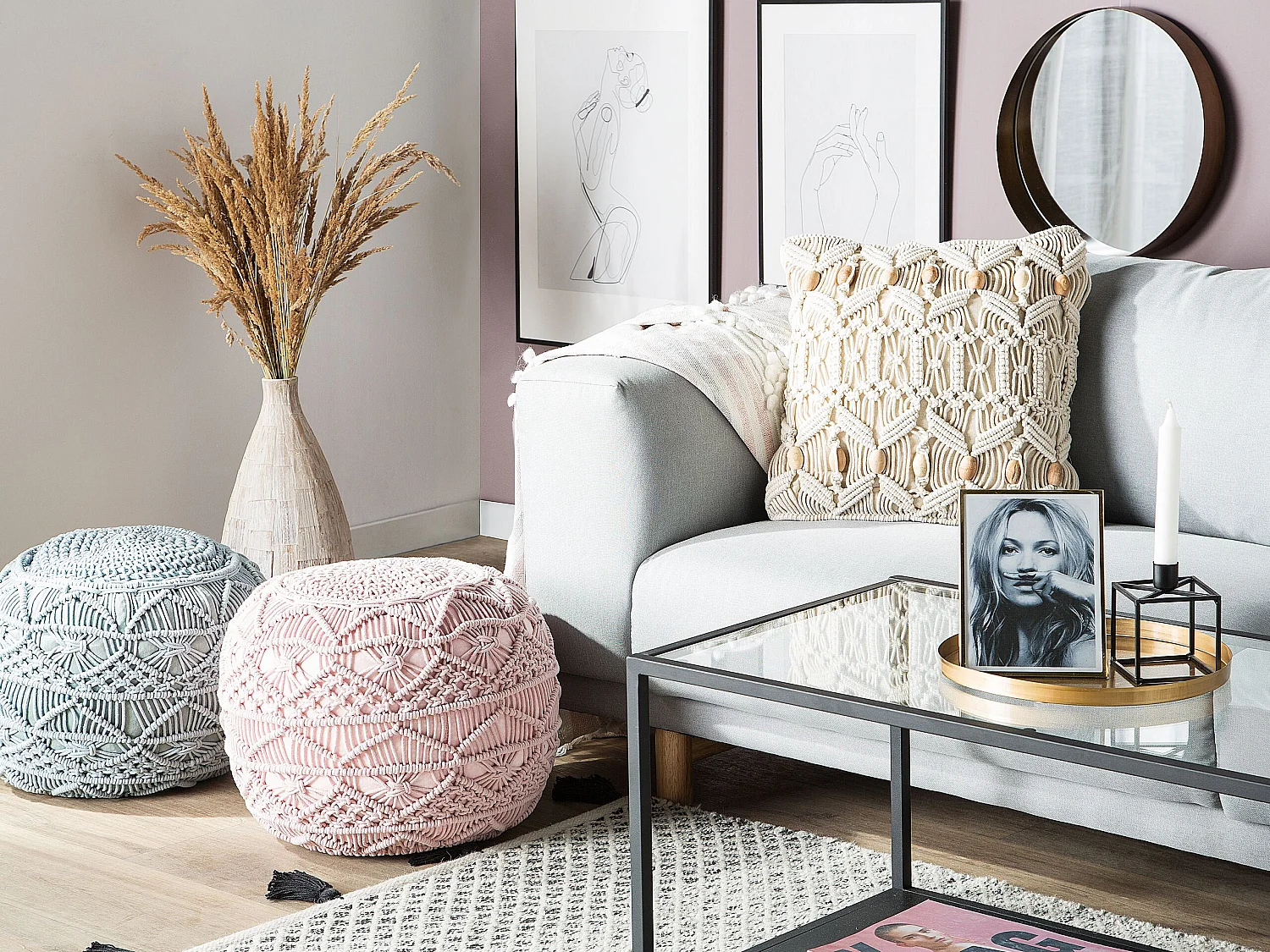 Set van 2 decoratieve kussens NICAEA Katoen 45 x 45 cm Beige Geometrisch patroon