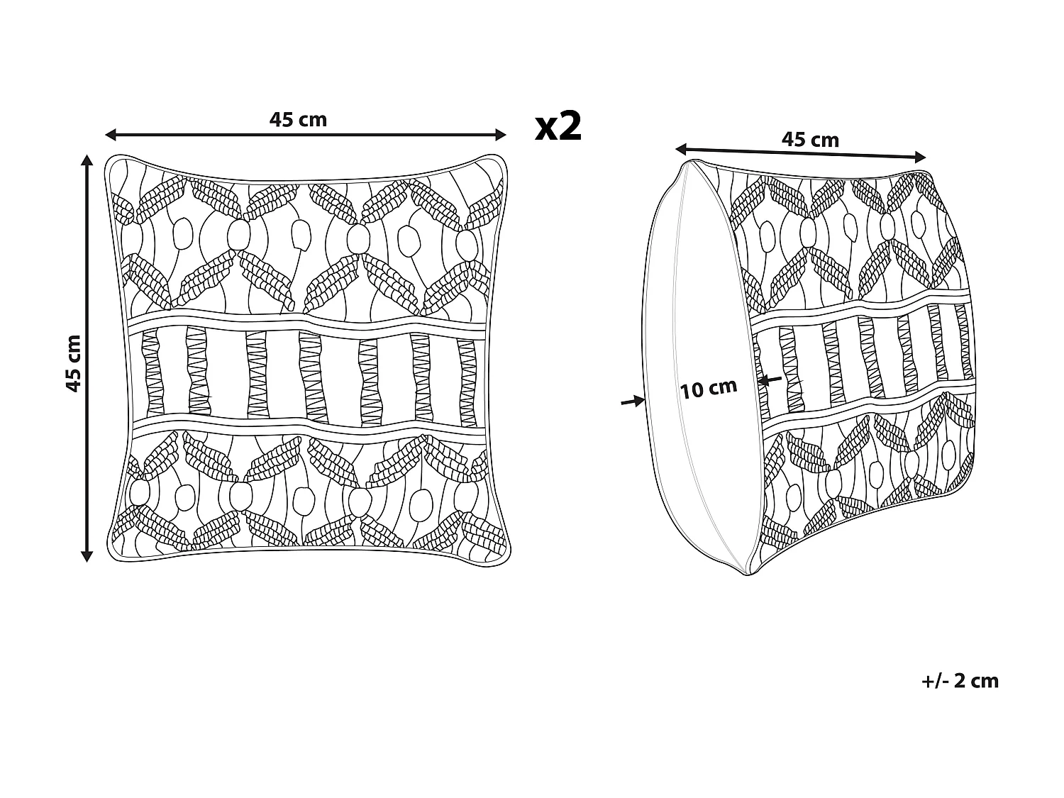 Set van 2 decoratieve kussens NICAEA Katoen 45 x 45 cm Beige Geometrisch patroon