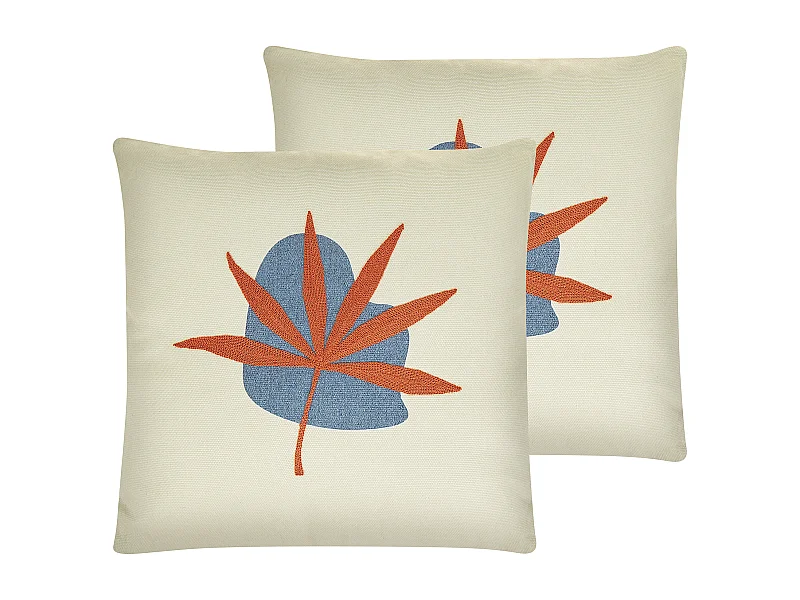 Conjunto de 2 almofadas Padrão de plantas DAVALLIA 45 x 45 cm Vermelho