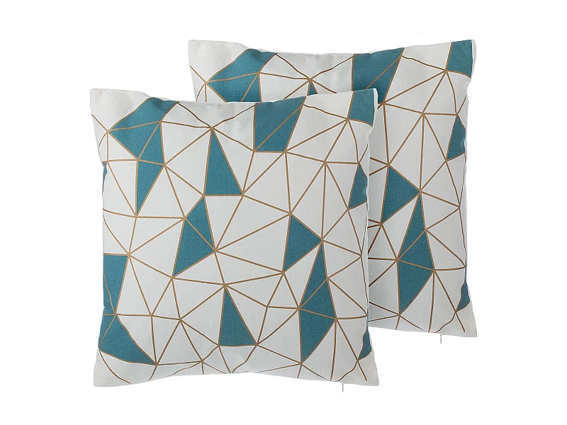 Lot de 2 coussins décoratifs CLARKIA Coton 45 x 45 cm Bleu Motif géométrique