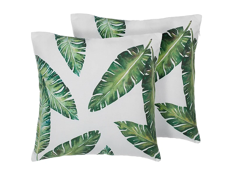 Lot de 2 coussins décoratifs DIANELLA 45 x 45 cm Vert foncé Motif de plante