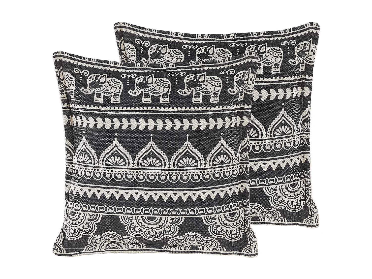 Lot de 2 coussins décoratifs ATABAGI Coton 45 x 45 cm Noir Motif oriental