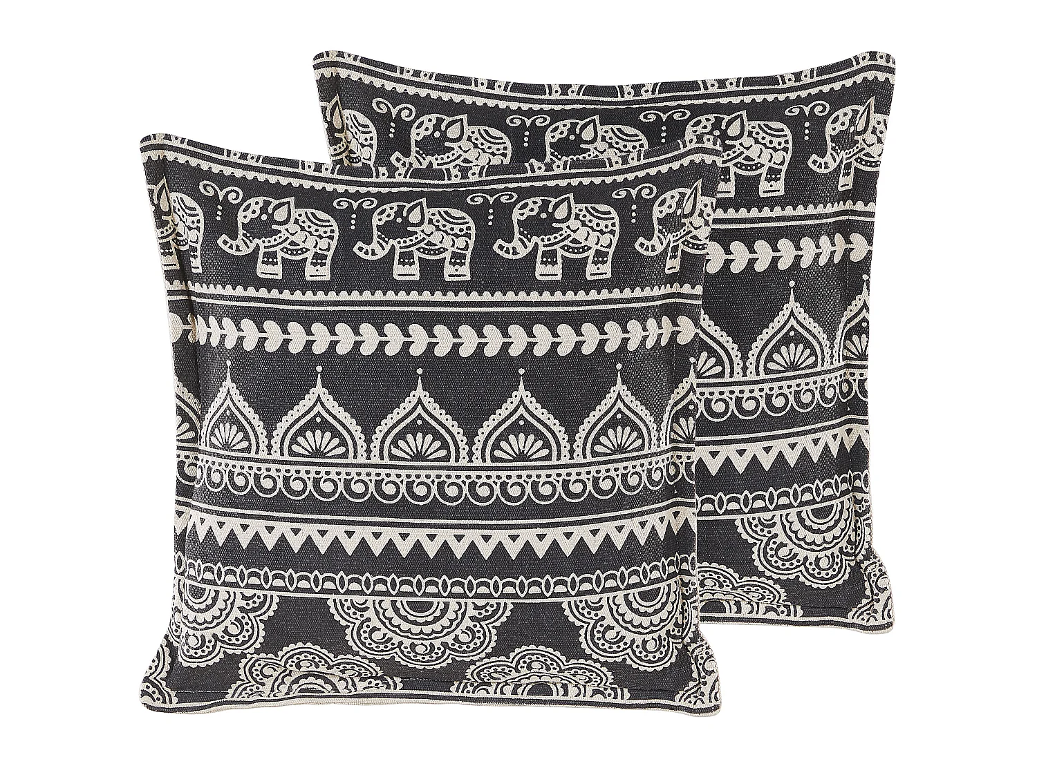 Lot de 2 coussins décoratifs ATABAGI Coton 45 x 45 cm Noir Motif oriental