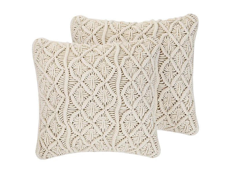 Conjunto de 2 cojines decorativos GOREME Algodón 45 x 45 cm Beige claro Patrón geométrico