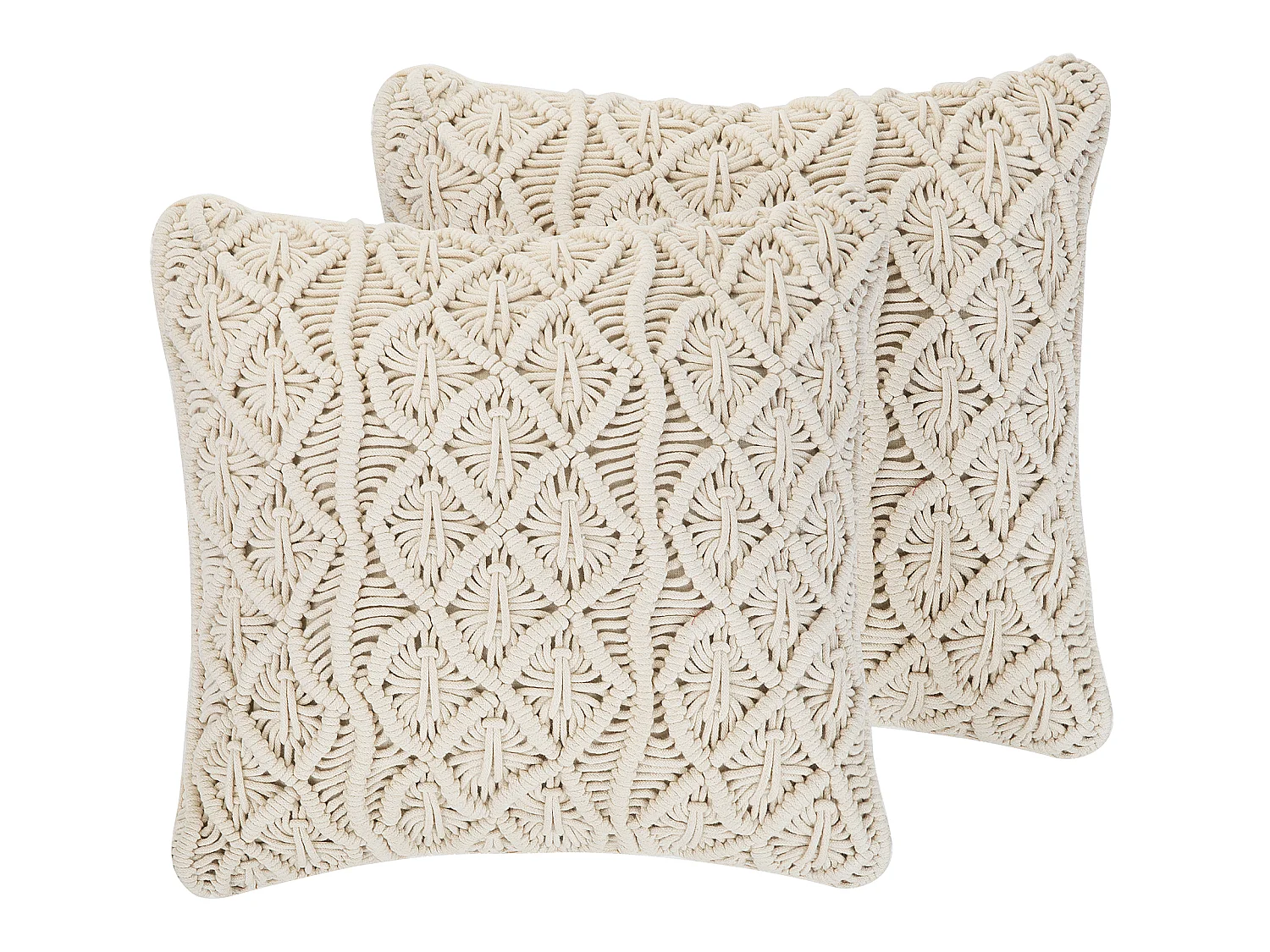 Dekokissen 2er Set Strickmuster helles Beige 45 x 45 cm Baumwolle Polyester