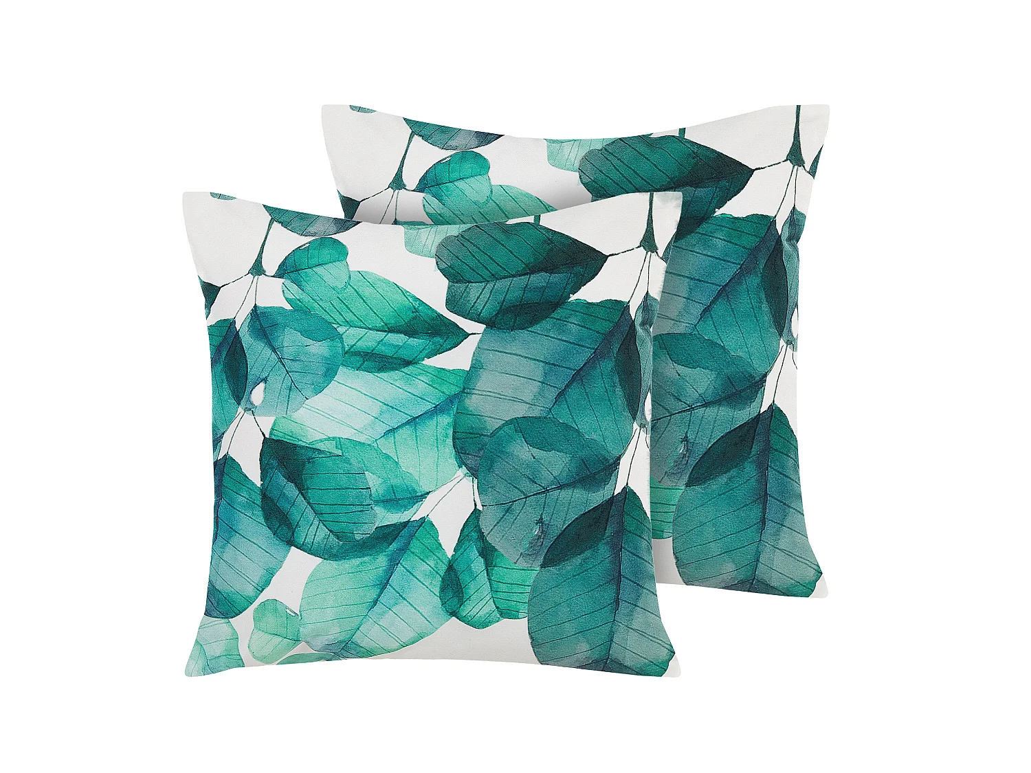 Lot de 2 coussins d'extérieur TREBBO Motif de plante 45 x 45 cm Bleu paon