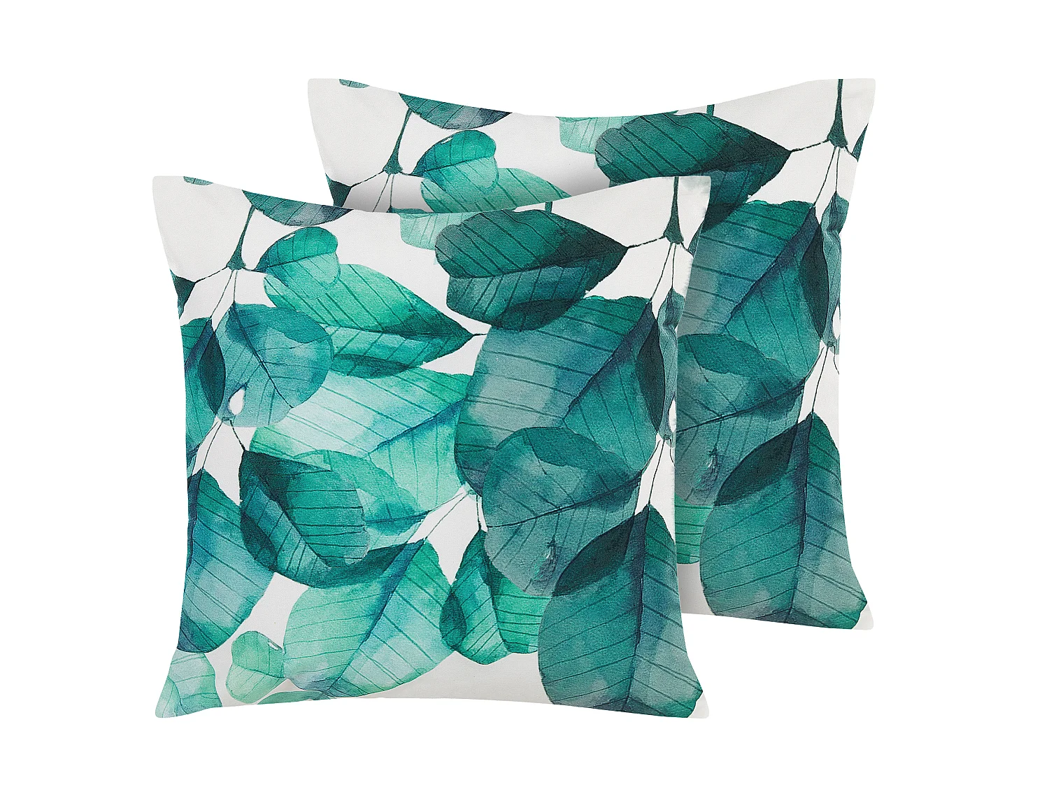 Lot de 2 coussins d'extérieur TREBBO Motif de plante 45 x 45 cm Bleu paon